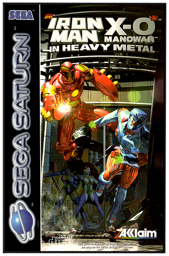 Iron Man X-O Manowar in Heavy Metal box art for Sega Saturn